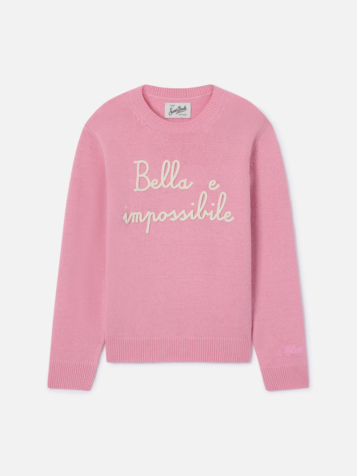 Pull à col rond Princess en rose avec broderie Bella Impossibile 
