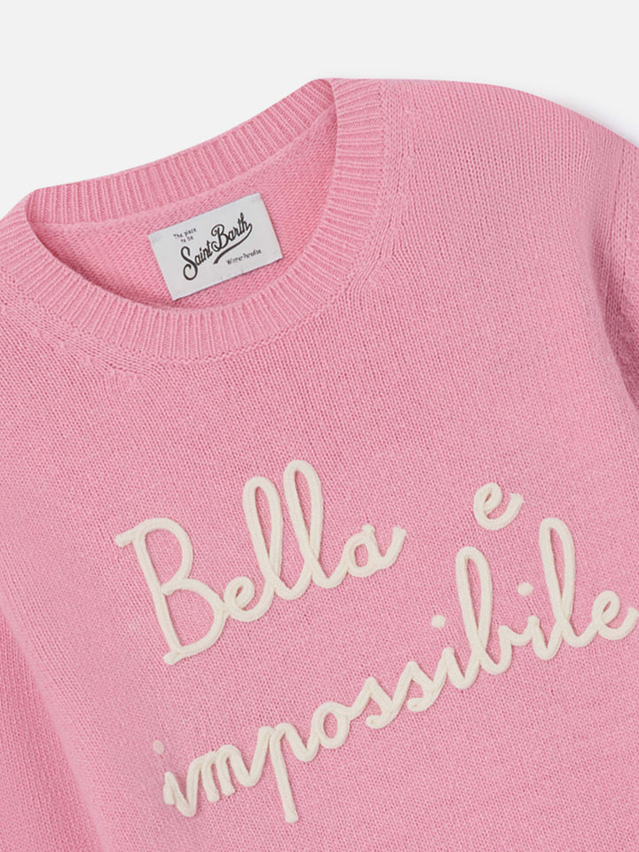 Pull à col rond Princess en rose avec broderie Bella Impossibile 