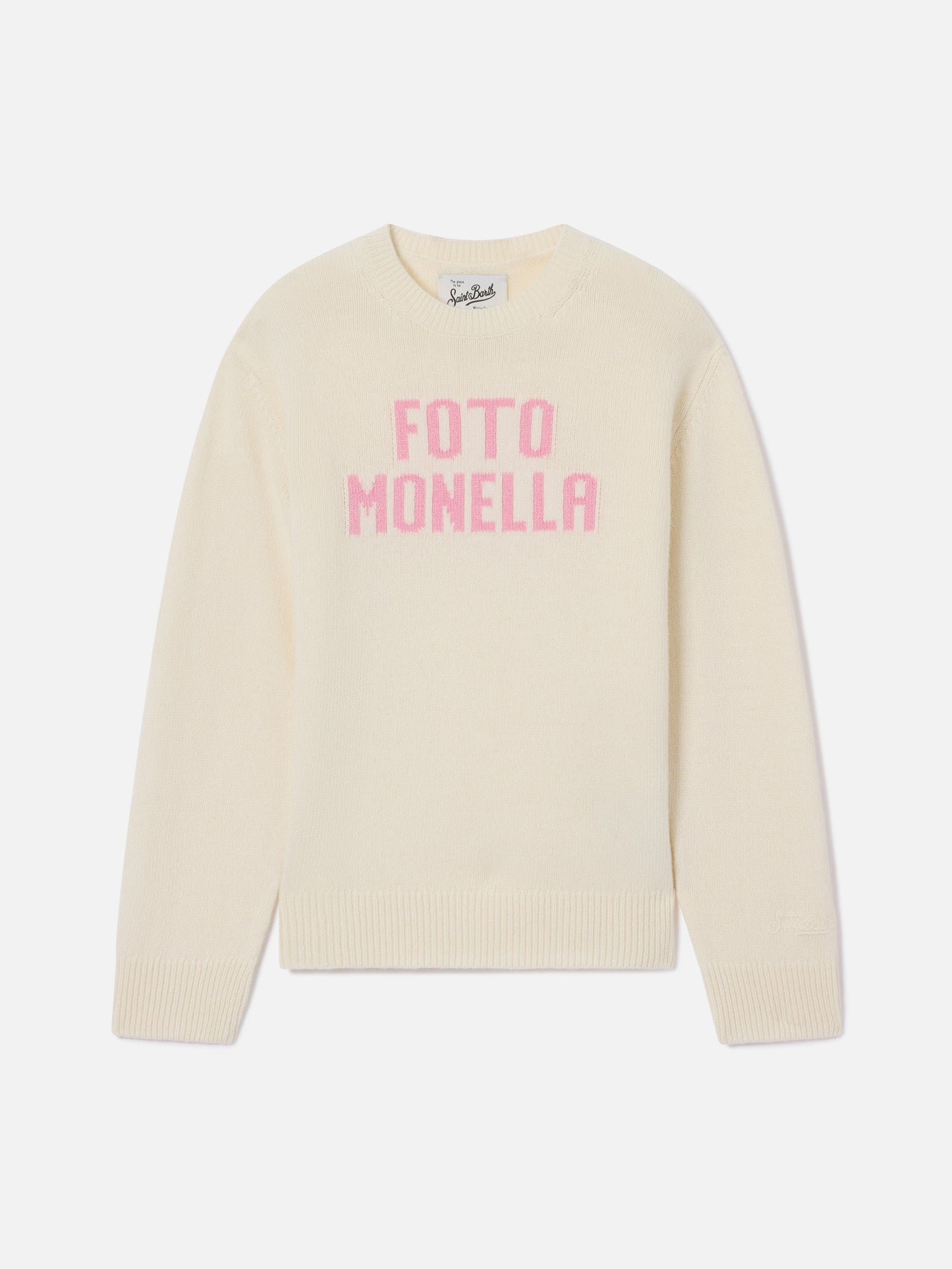 Pull en maille à col rond Princess gris avec lettrage Foto Monella 