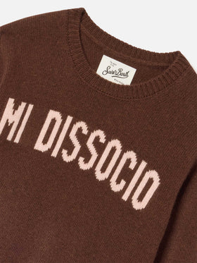 Pull col rond Princess Brown avec intarsia Mi Dissocio 
