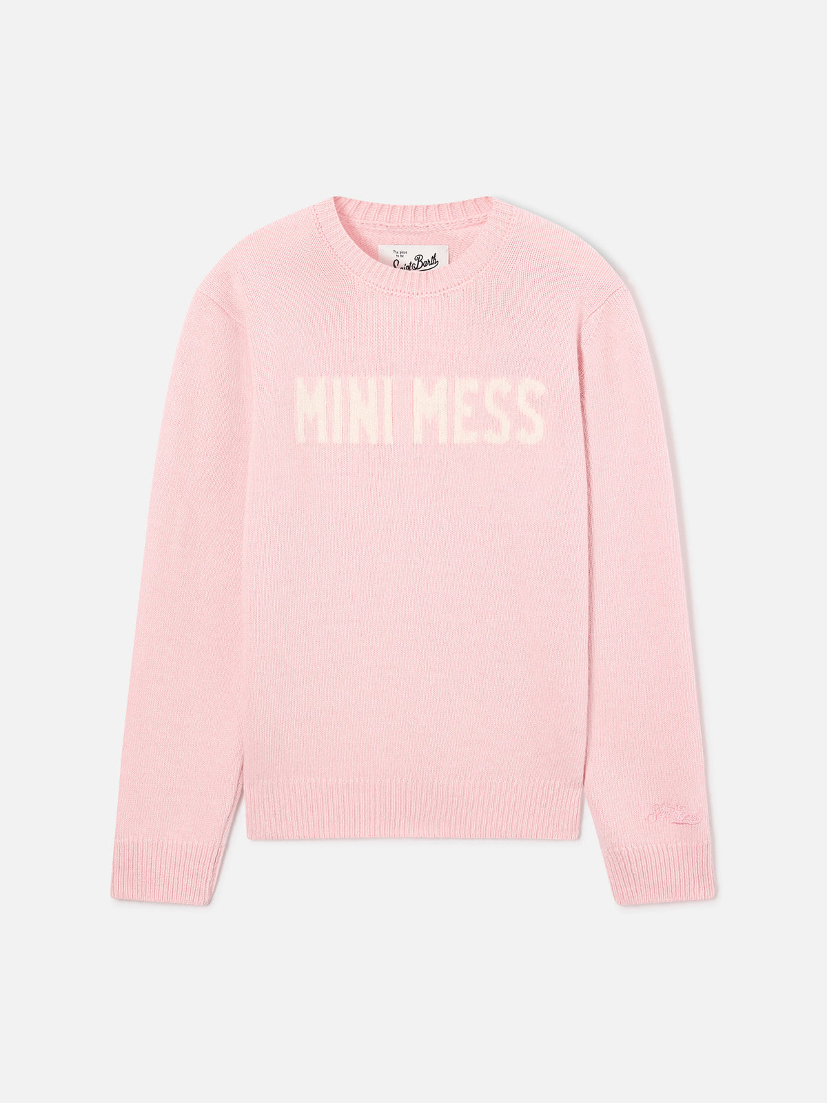 Maglia girocollo Princess rosa con intarsio Mini Mess