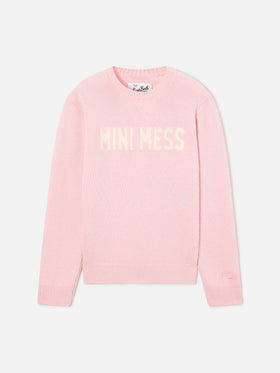 Maglia girocollo Princess rosa con intarsio Mini Mess
