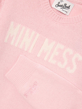 Maglia girocollo Princess rosa con intarsio Mini Mess