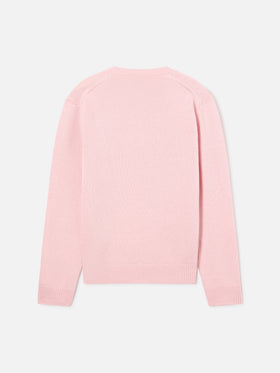Maglia girocollo Princess rosa con intarsio Mini Mess