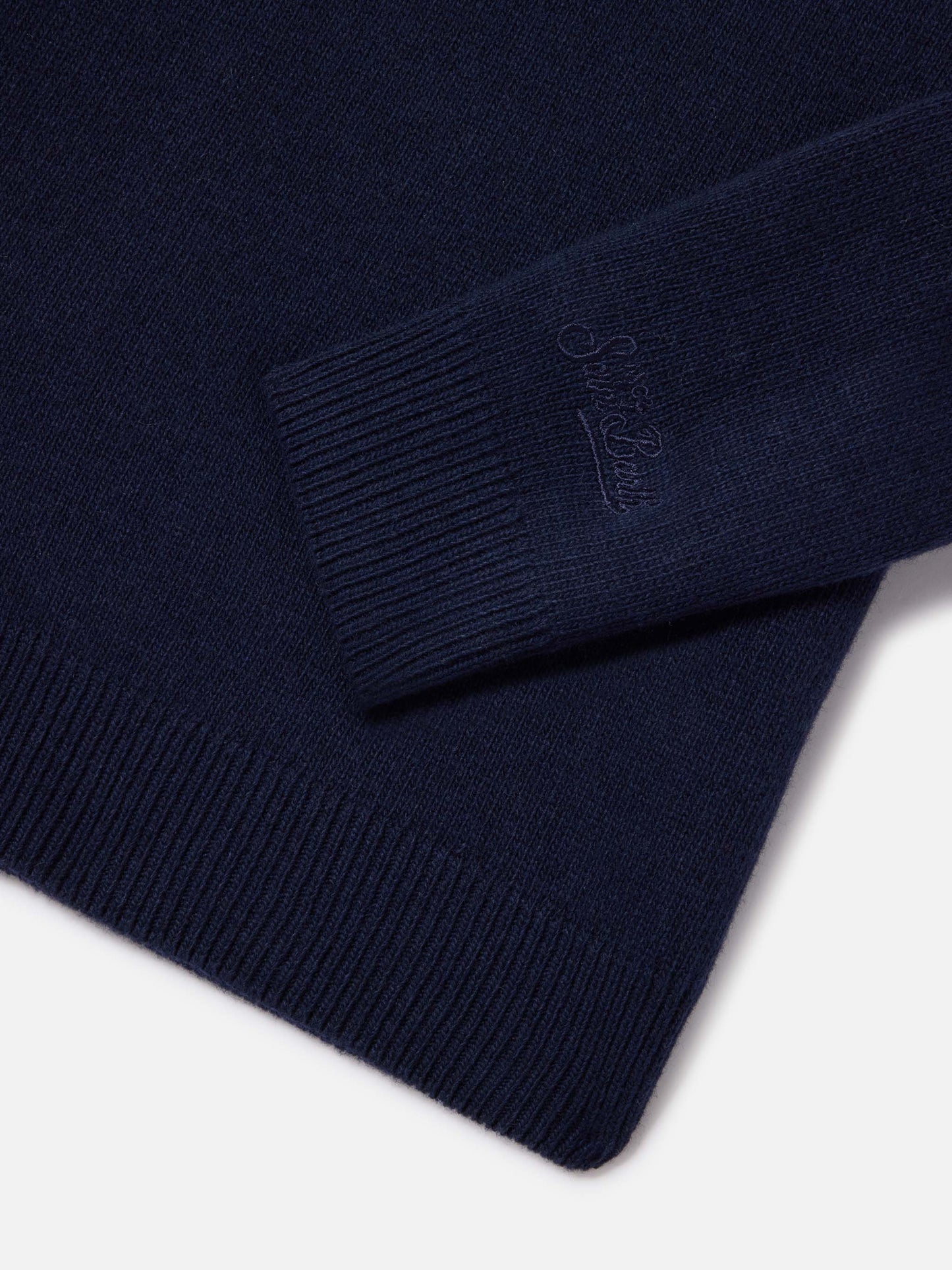 Pull en maille à col rond Princess bleu marine blue avec broderie Zero Sbatti 