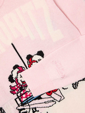 Maglia girocollo Princess rosa con intarsio St. Moritz Minnie e Topolino | Special edition