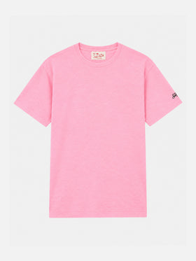 T-shirt President en coton flammé coloris uni rose bubble 