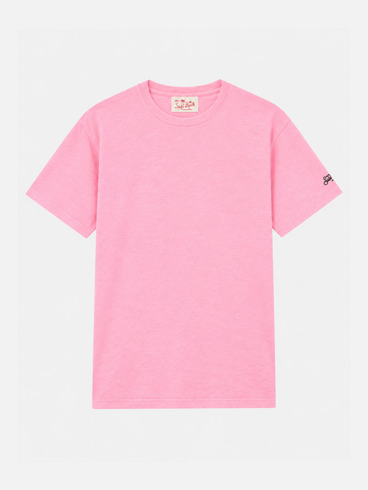 T-shirt President en coton flammé coloris uni rose bubble 