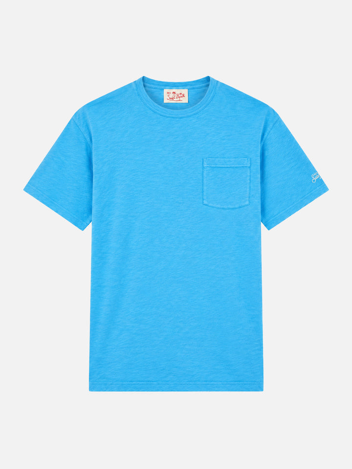 T-shirt President in cotone fiammato bluette