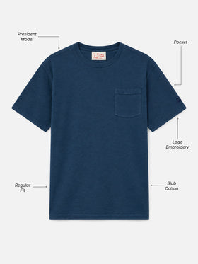 T-shirt President en coton flammé coloris uni bleu marine 