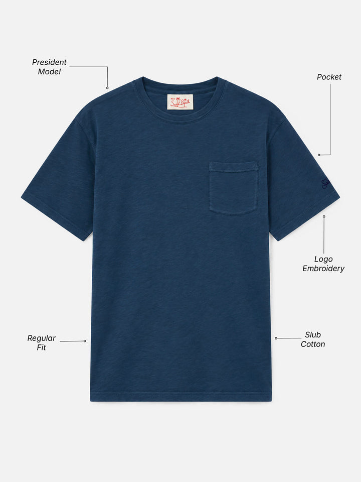 Navy blue President slub cotton T-shirt