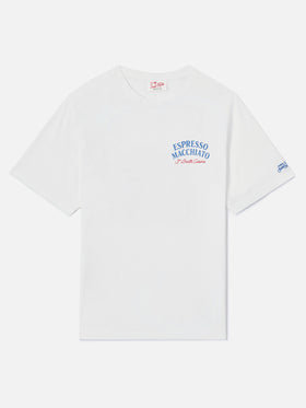 Cream Portland t-shirt with Espresso Macchiato print