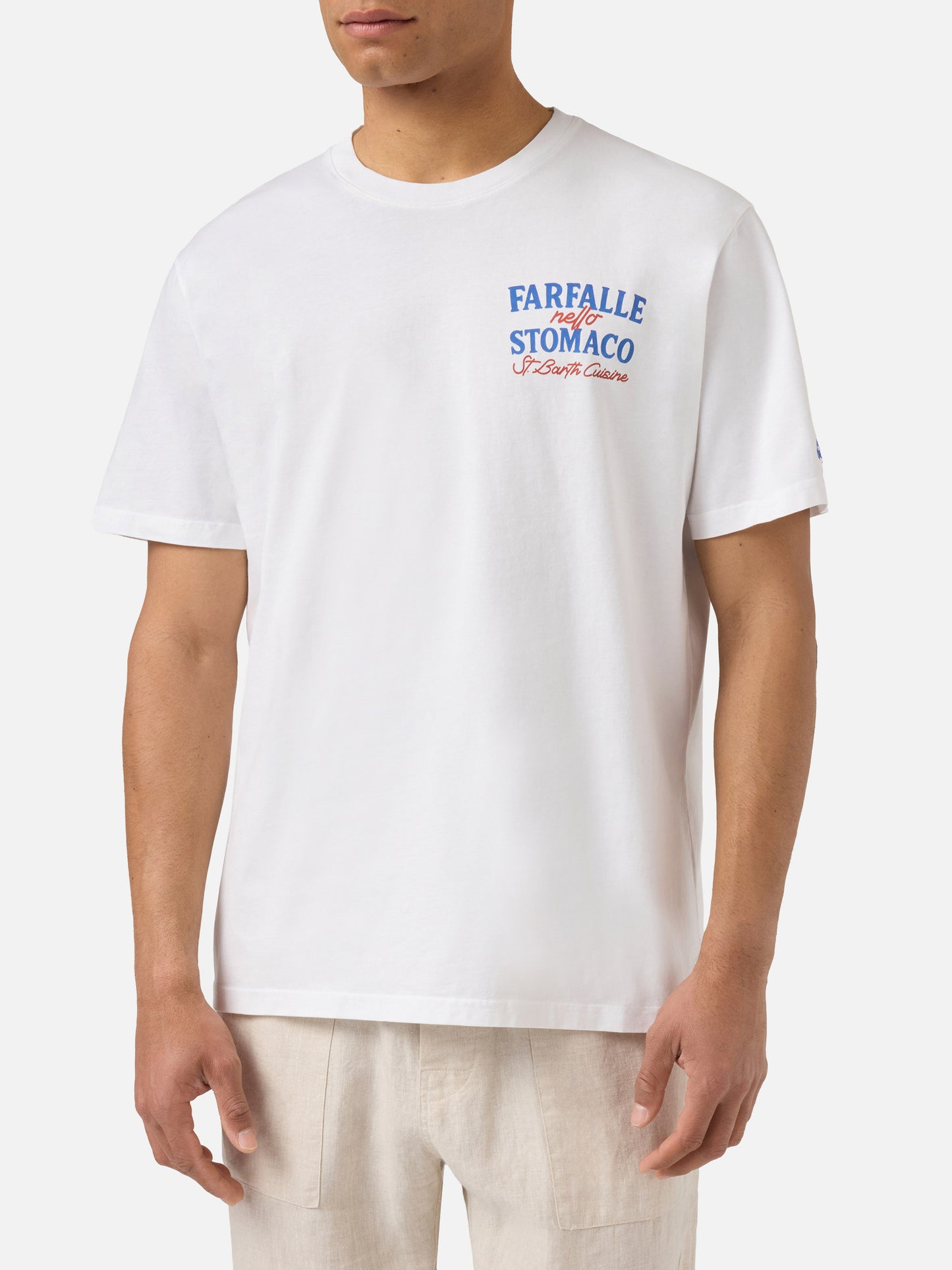 T-shirt Portland blanc avec imprimé Farfalle Nello Stomaco 