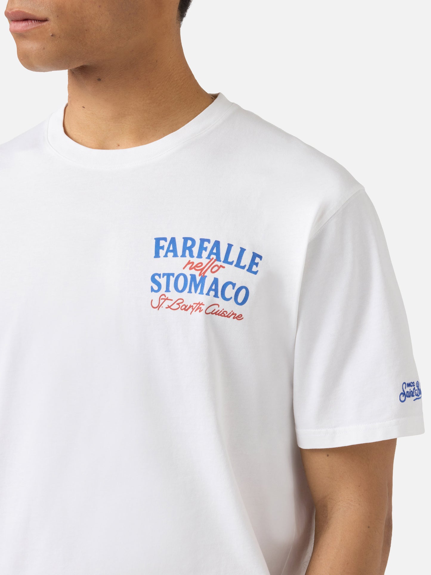 T-shirt Portland blanc avec imprimé Farfalle Nello Stomaco 