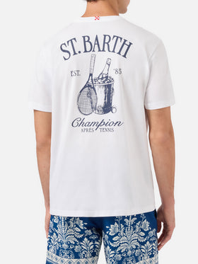 White Portland t-shirt with Après Tennis Champion illustration