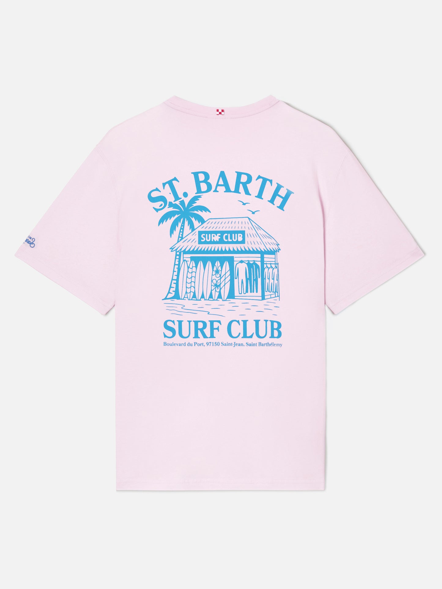 Pink Portland t-shirt with St. Barth Surf Club print