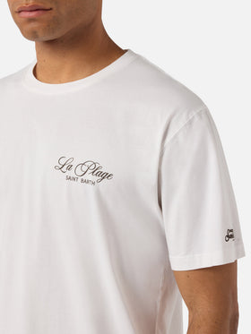 White Portland t-shirt with La Plage print