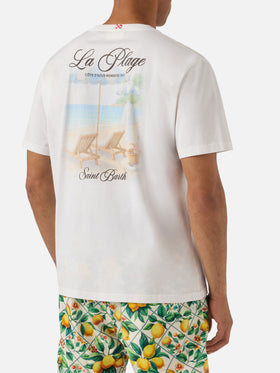 White Portland t-shirt with La Plage print