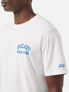 T-shirt Portland blanc avec imprimé Ducati Born Free | Édition spéciale 