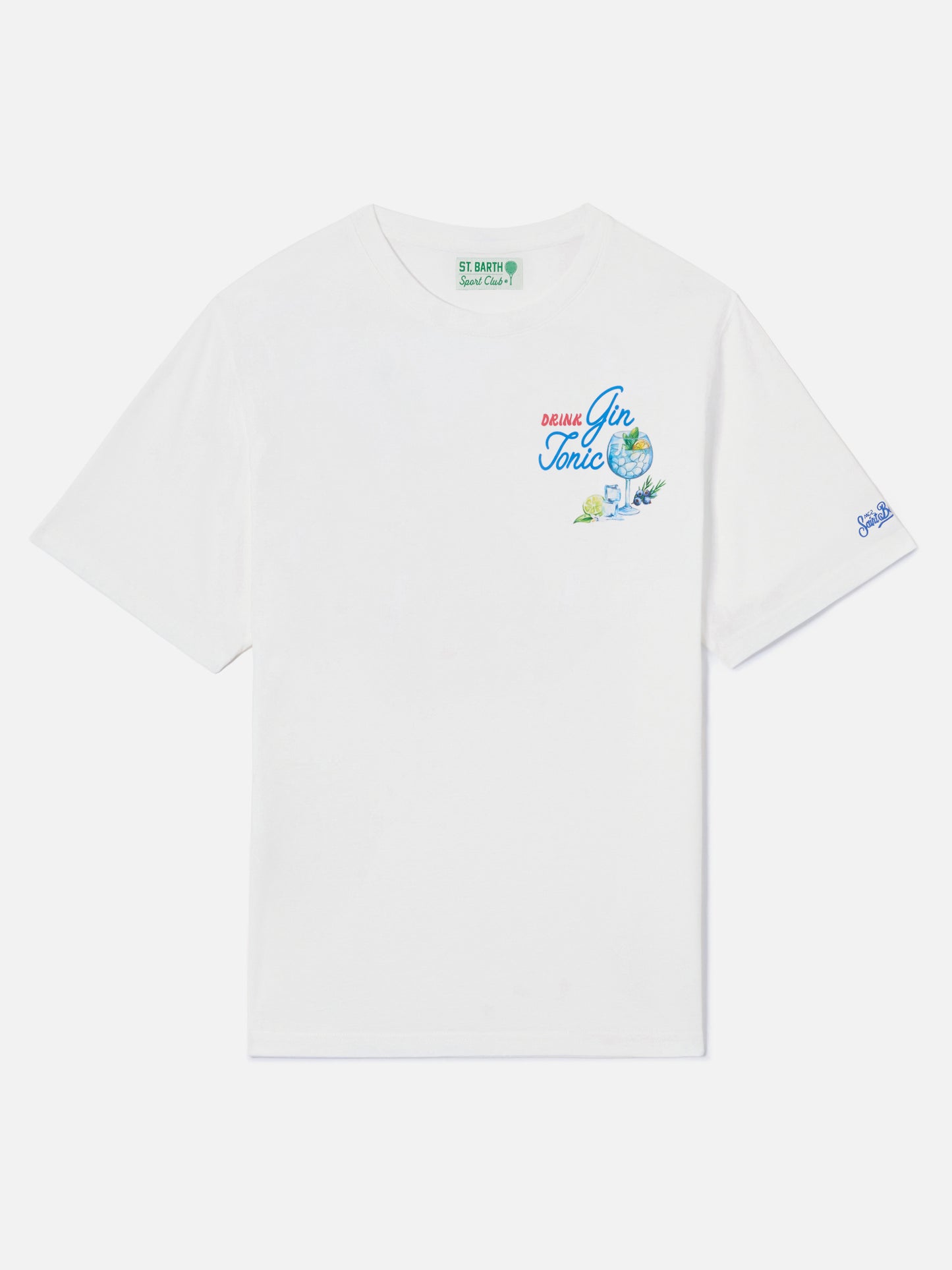 White Portland t-shirt with Gin Tonic Drink illustration