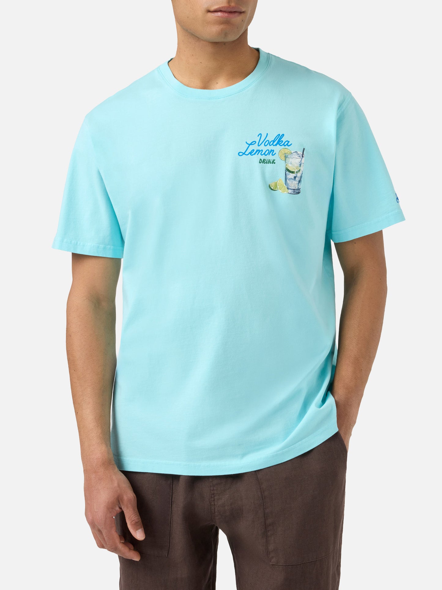 Camiseta Portland verde aqua con ilustración Vodka Lemon Drink 
