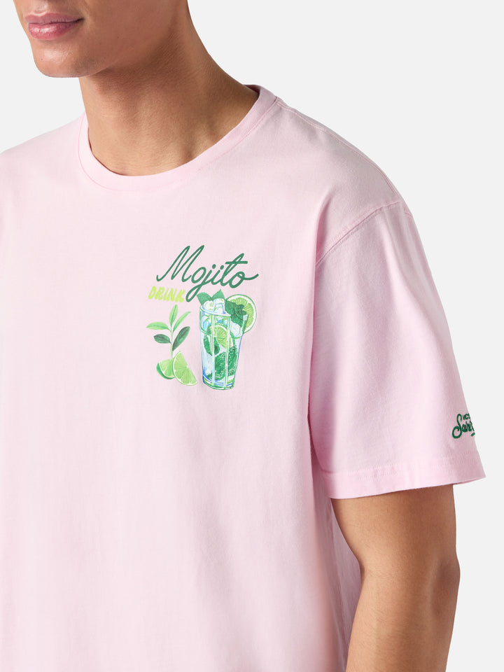 Pink Portland t-shirt with Mojito Drink illustration