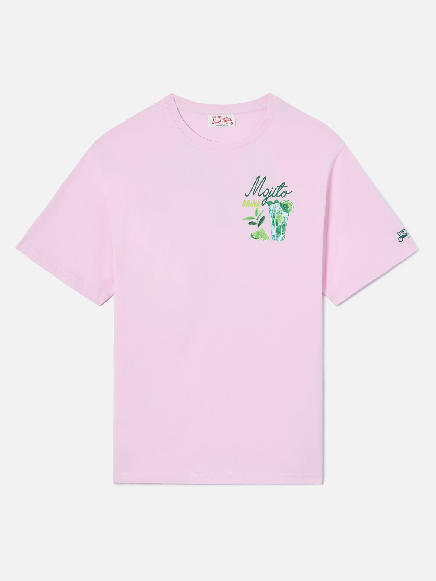 Pink Portland t-shirt with Mojito Drink illustration