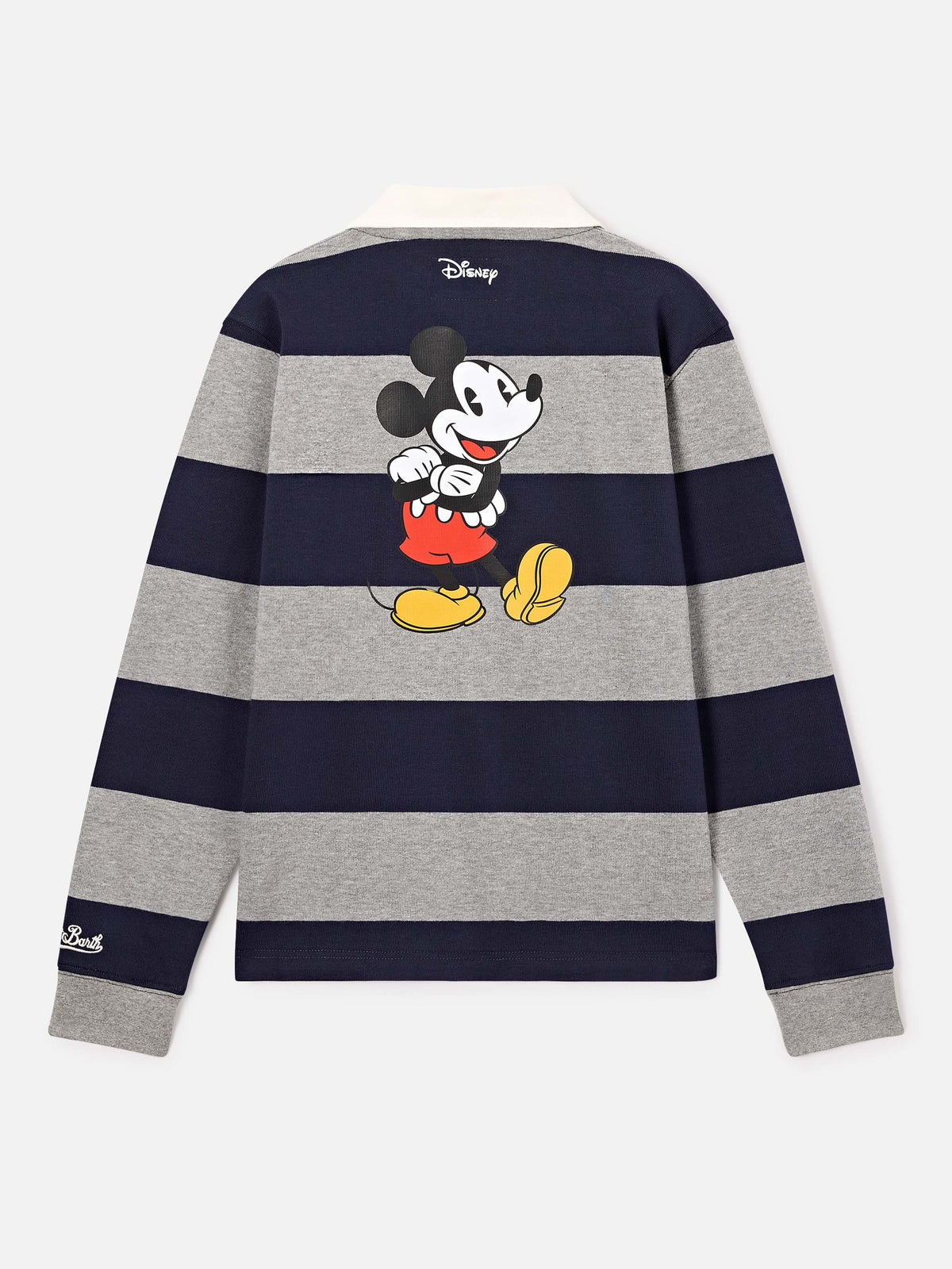 Polo de rugby en coton Quarterback rayé avec imprimé Mickey Mouse au dos | Special edition 