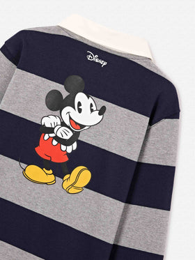 Polo de rugby en coton Quarterback rayé avec imprimé Mickey Mouse au dos | Special edition 