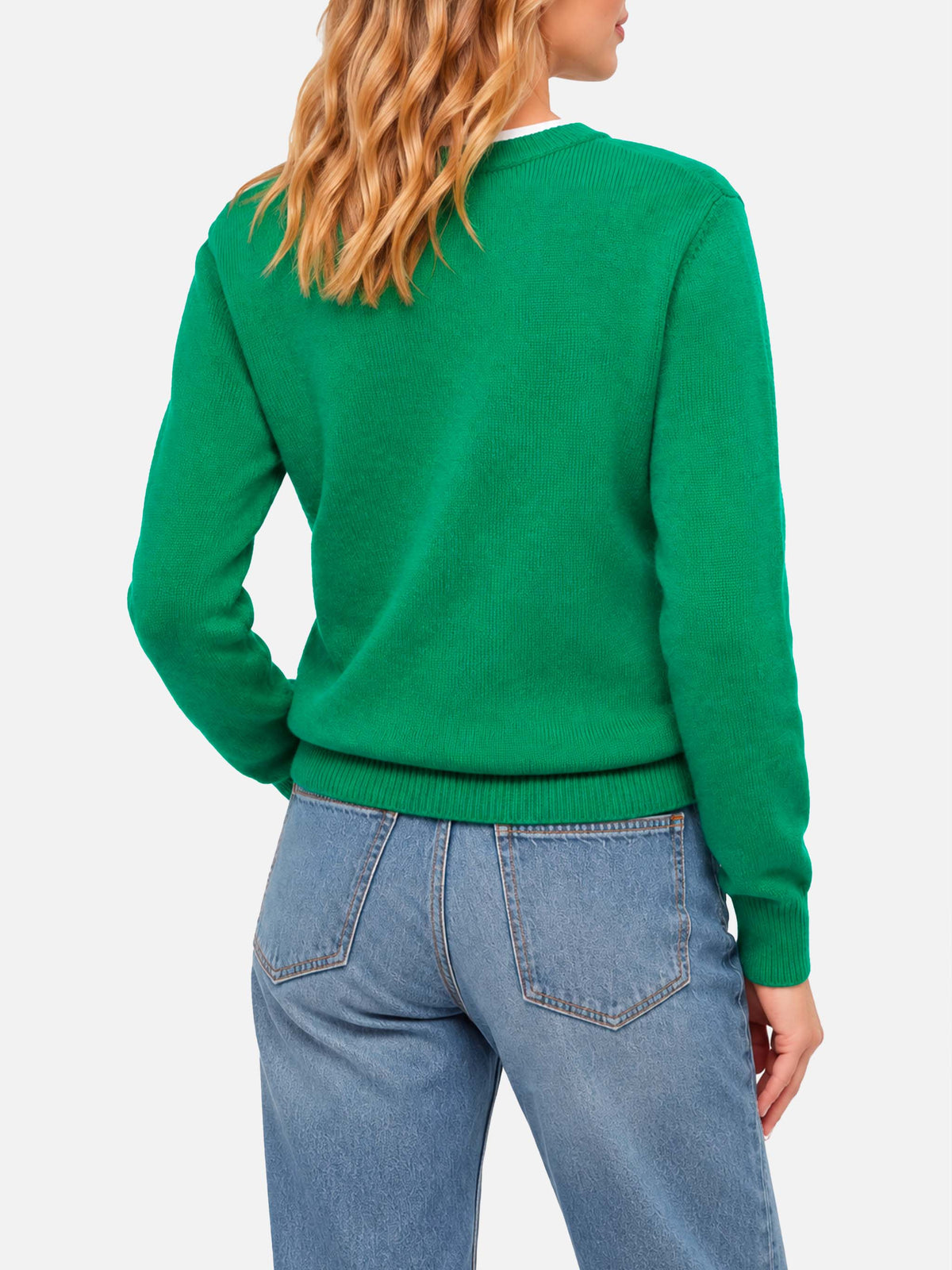 Maglia New Queen in filato spazzolato verde con ricamo Love or not