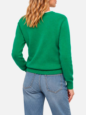 Maglia New Queen in filato spazzolato verde con ricamo Love or not