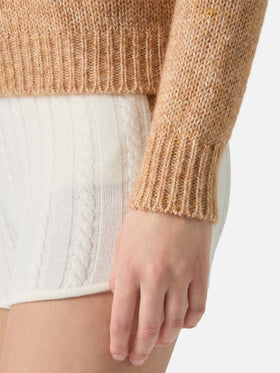 New Queen crewneck in beige blended alpaca