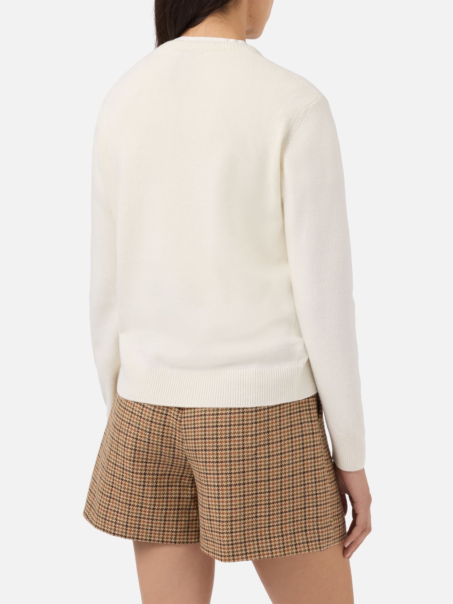 New Queen-Pullover aus Kaschmirmischung in Weiß mit Vacanze di Natale-Jacquard | VACANZE DI NATALE SONDERAUSGABE