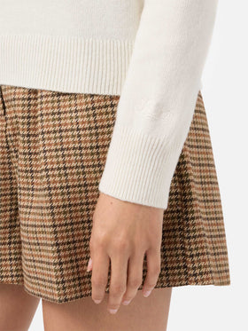 New Queen-Pullover aus Kaschmirmischung in Weiß mit Vacanze di Natale-Jacquard | VACANZE DI NATALE SONDERAUSGABE