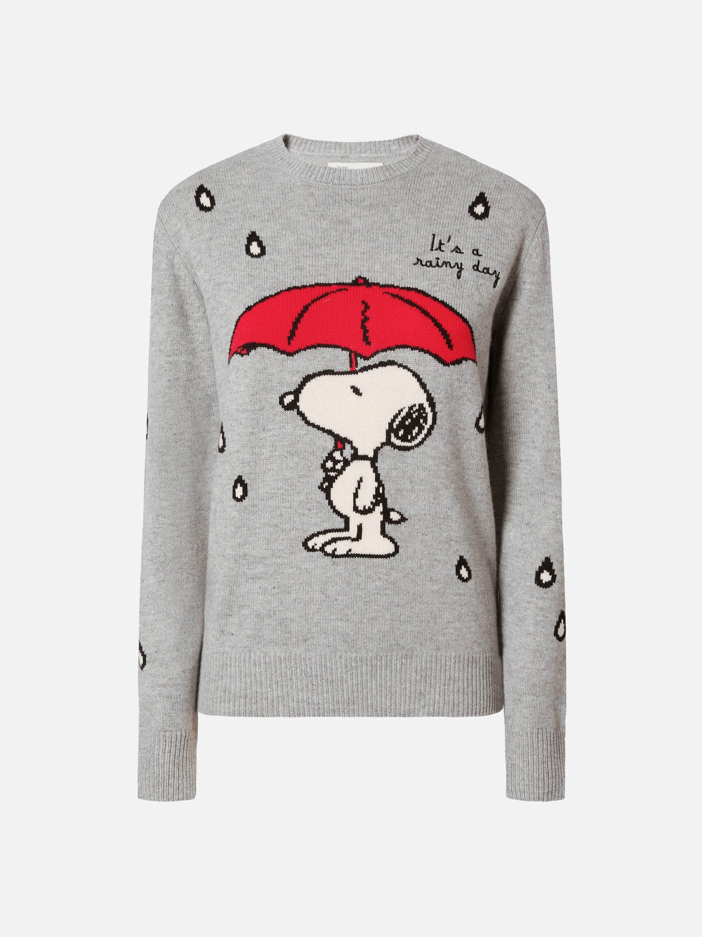 New Queen crewneck in grey with Snoopy jacquard and embroidery | PEANUTS SPECIAL EDITION