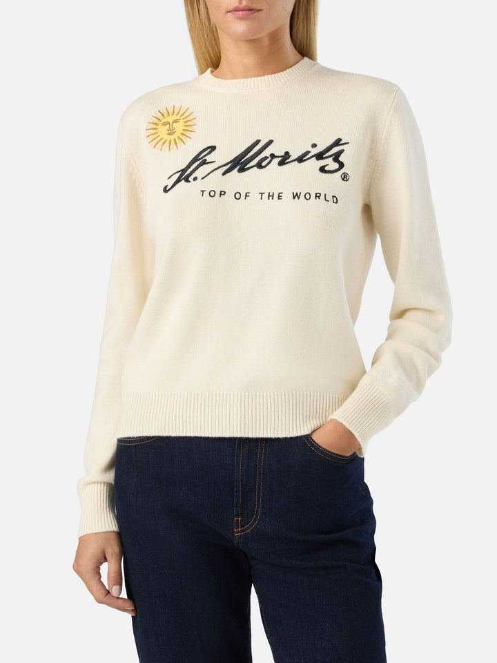 Off-white New Queen Rundhals-Strickpullover mit St. Moritz Stickerei | Special edition 