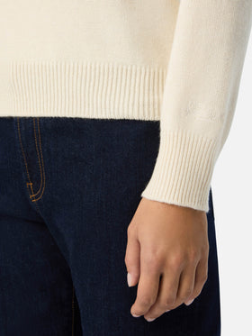 Pull en maille à col rond Off white New Queen avec broderie St. Moritz | Special edition 