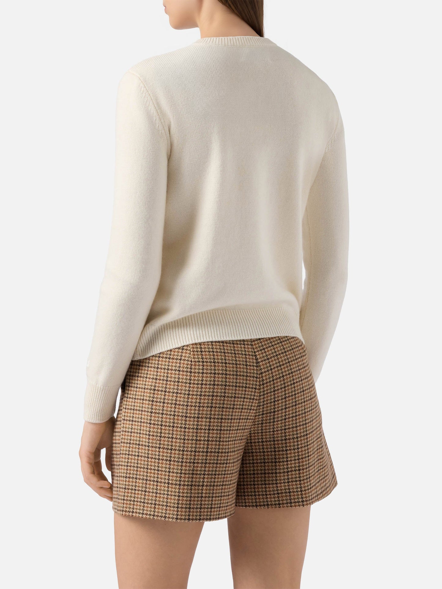 Neuer weißer Queen-Pullover aus Kaschmirmischung mit St. Moritz-Stickerei | ST. MORITZ TOP OF THE WORLD SPECIAL EDITION