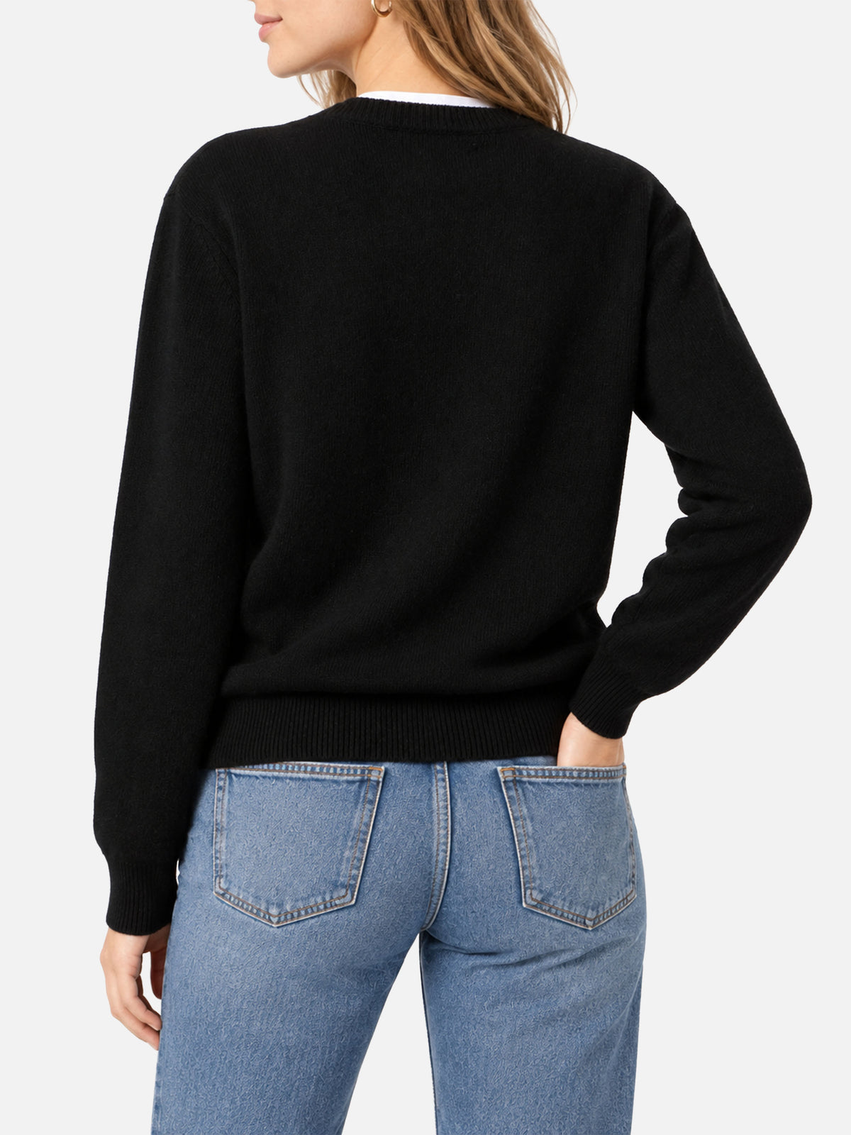 Schwarzer New Queen Pullover mit Frottee-Logo 
