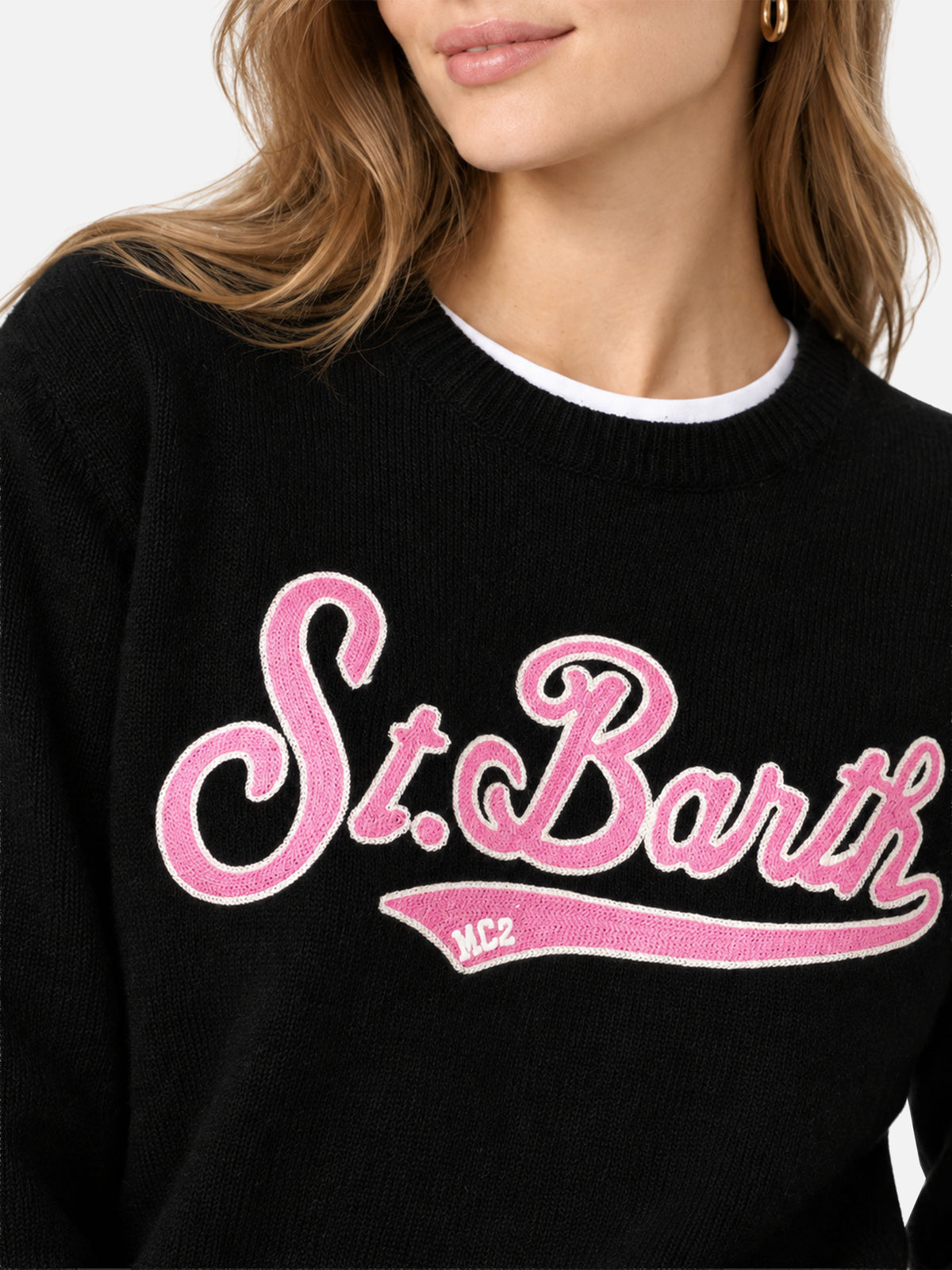 Schwarzer New Queen Pullover mit Frottee-Logo 