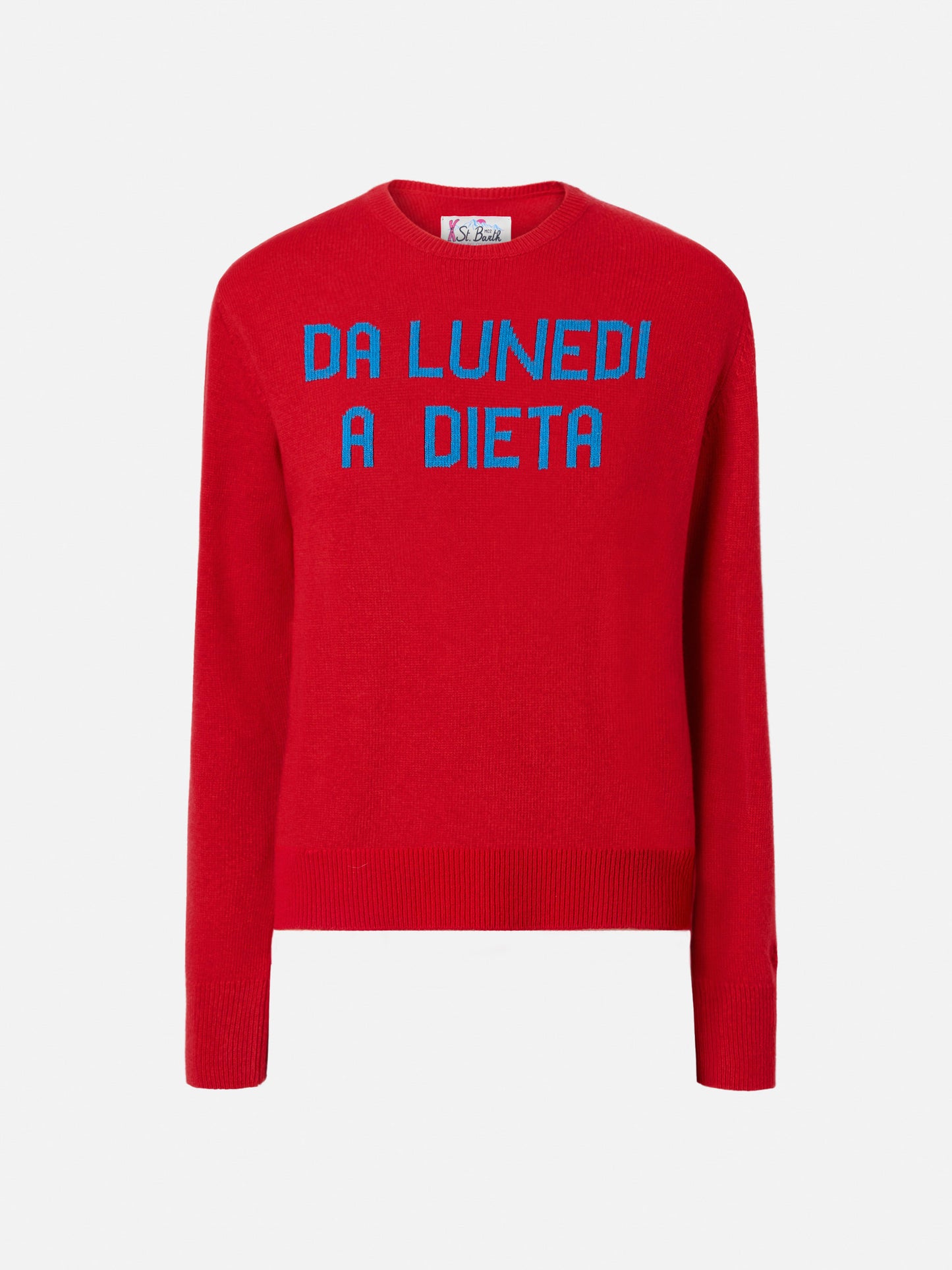 New Queen crewneck with Da lunedì dieta jacquard