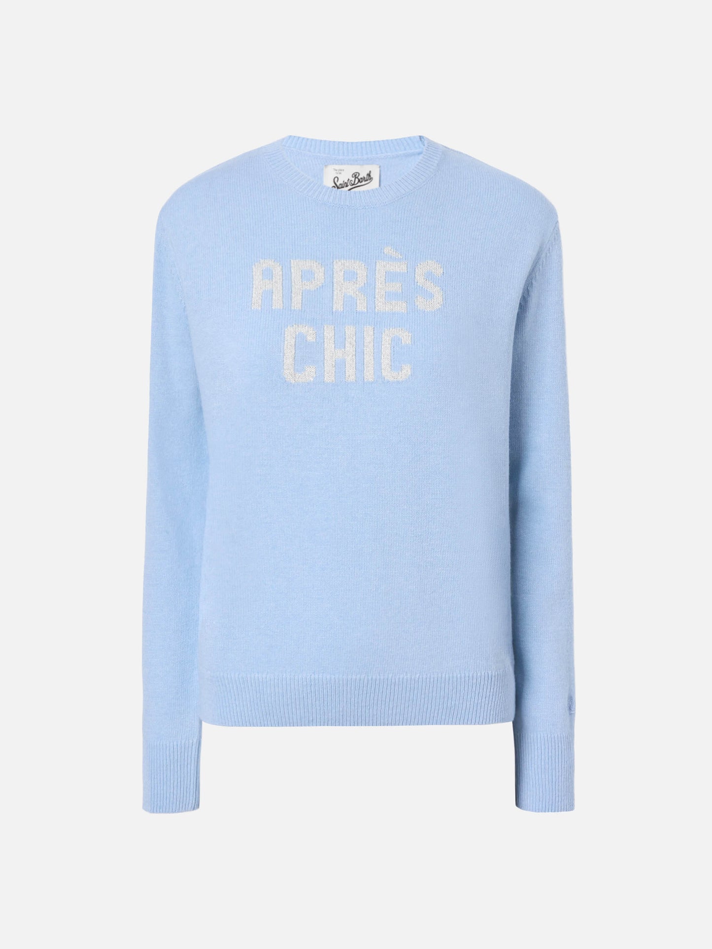 Neuer Queen-Pullover aus Kaschmirmischung in Hellblau mit Après Chic-Jacquard