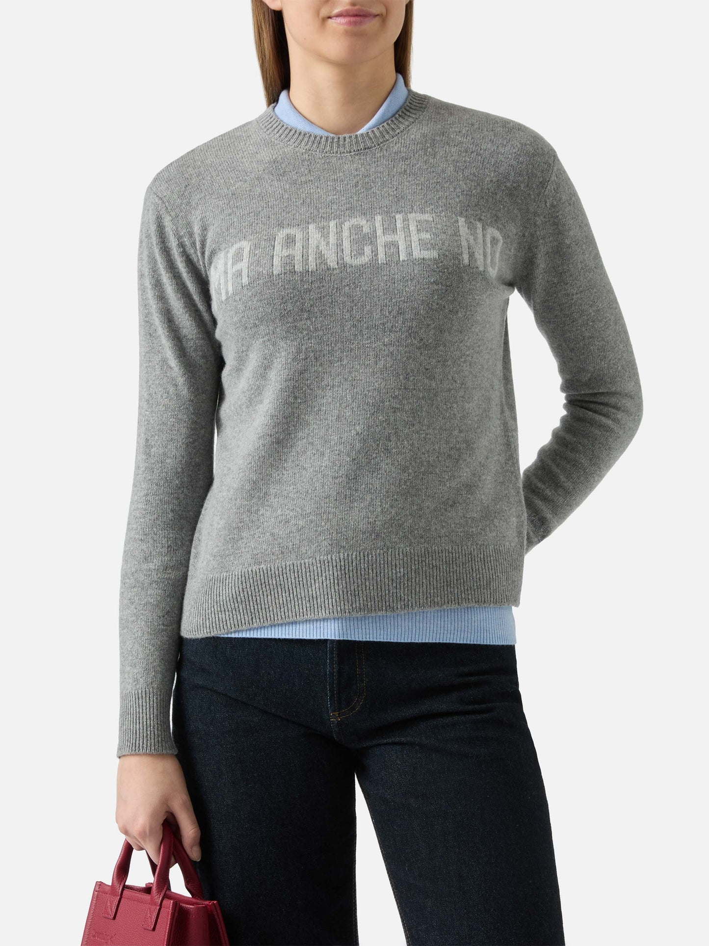 New Queen crewneck with Ma anche no jacquard