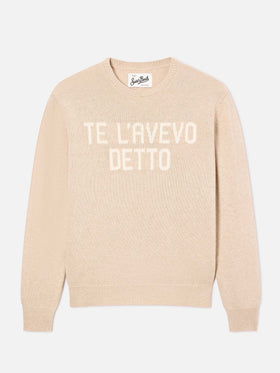 Maglia girocollo New Queen beige con ricamo Te L'Avevo Detto