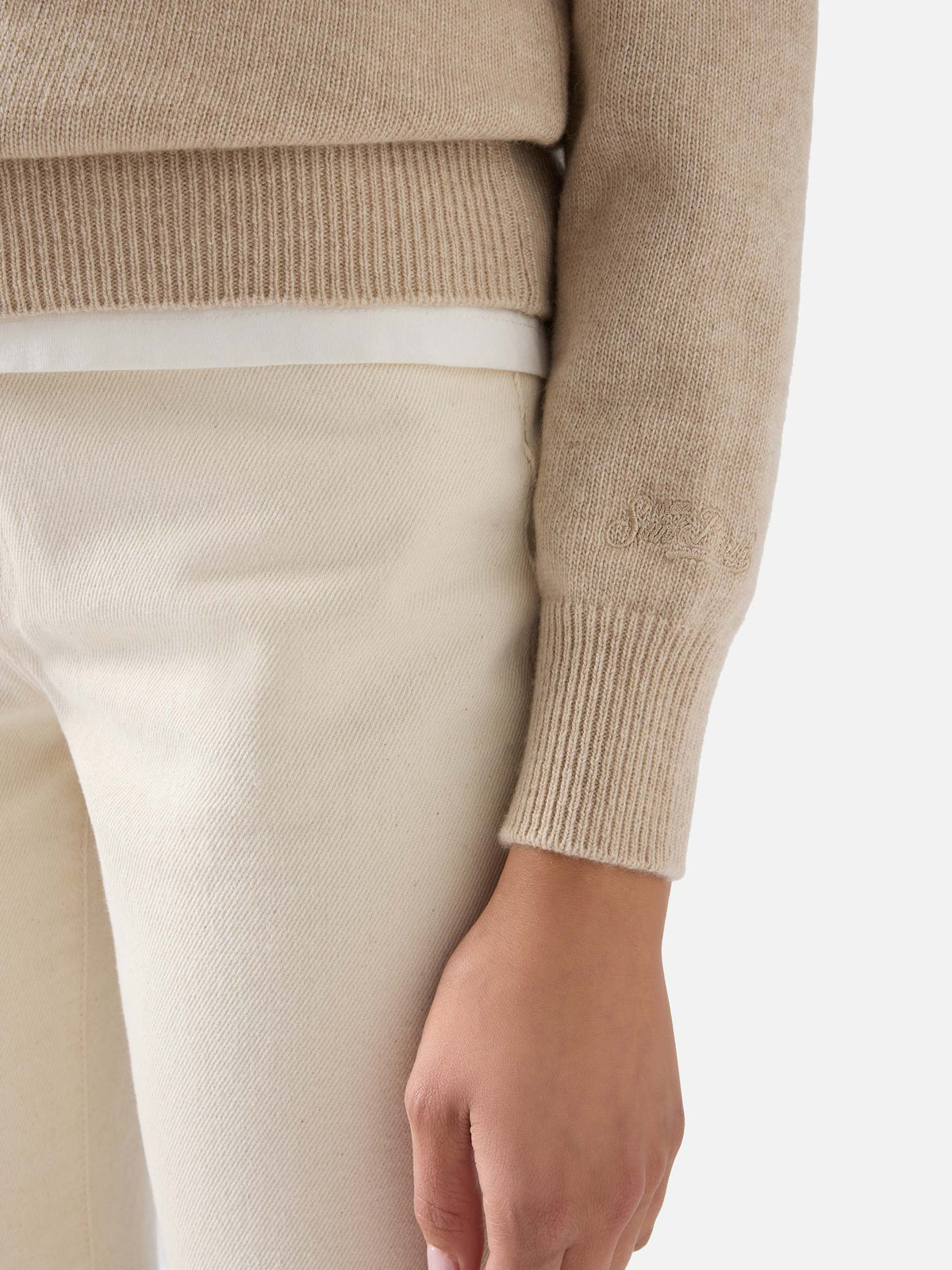 Maglia girocollo New Queen beige con ricamo Te L'Avevo Detto
