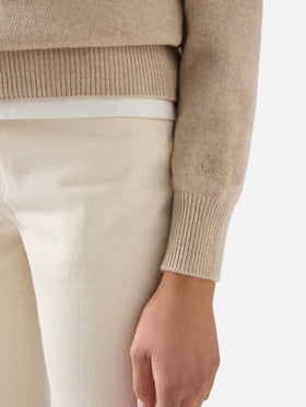 Maglia girocollo New Queen beige con ricamo Te L'Avevo Detto
