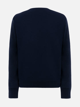 Woman blue sweater New Queen with Non me lo merito jacquard - MC2 Saint Barth