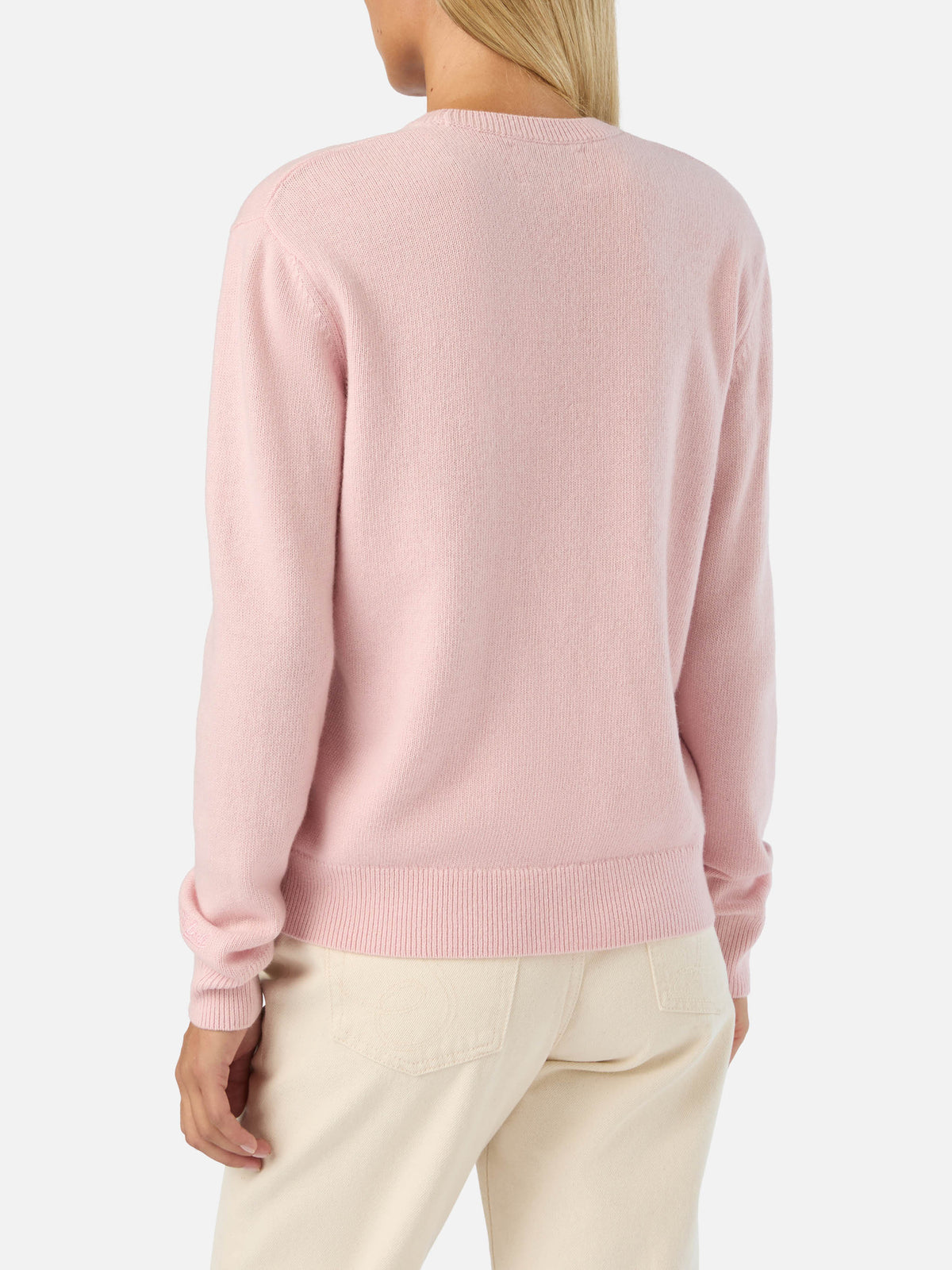 Jersey de punto con cuello redondo Pink New Queen con bordado Shopping Is My Fav Sport 