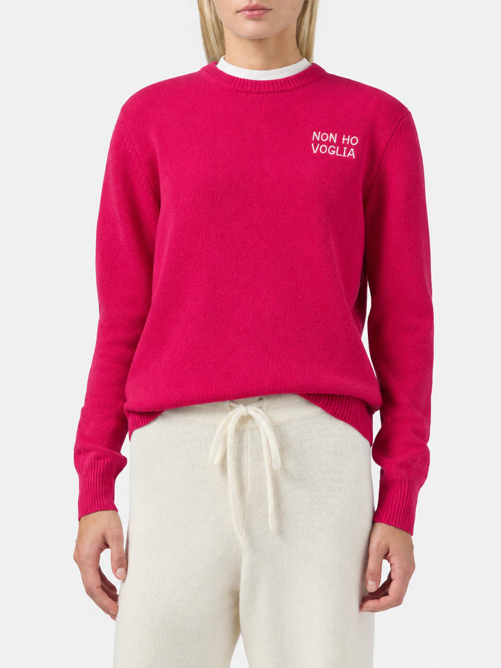 Nouveau pull New Queen bordeaux avec broderie non ho voglia 