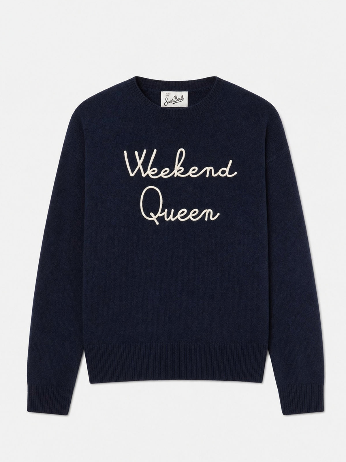 Girocollo blu navy New Queen con ricamo Weekend Queen
